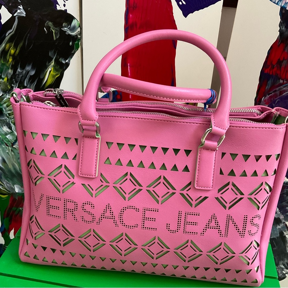 VERSACE JEANS Pink Double Handle Satchel